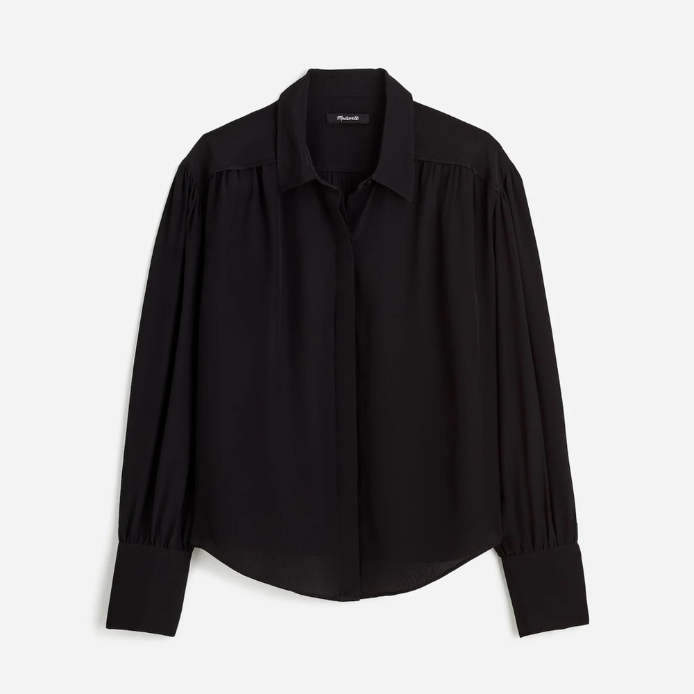 Madewell Black Long-Sleeve Button-Front Top